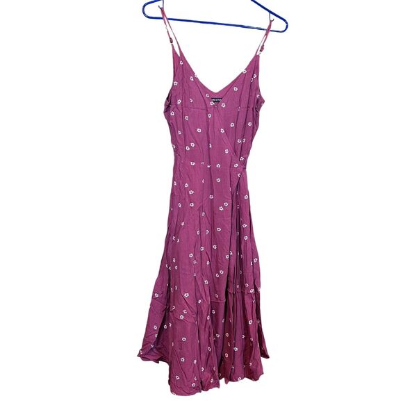Abercrombie & Fitch Wrap Dress Womens XS Petite Mauve Floral Cottagecore boho - Picture 1 of 9